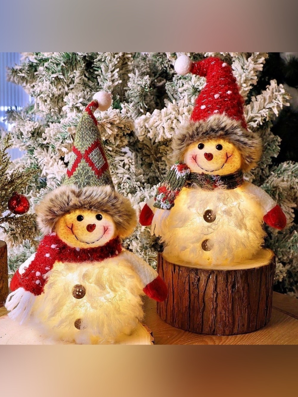NWT 2 Pack Christmas Table Decorations, 10 Inch Lighted Snowmen Figurines